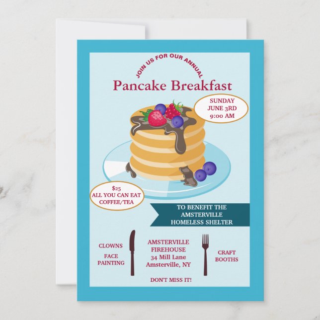 Pancake Breakfast Fundraising Invitation (Front)