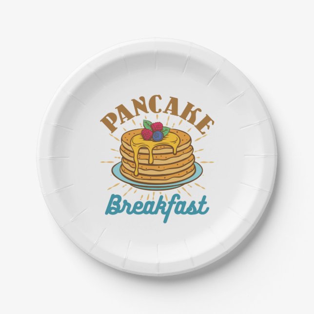Pancake Breakfast Vintage Pancakes Lover Paper Plate (Front)