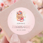 Pancake Brunch Bubbly Pink Bridal Shower Thank You Classic Round Sticker<br><div class="desc">Celebrate your bridal shower with these cute stickers,  featuring watercolor pancakes,  champagne glasses,  blush pink background and custom text of your choice. Easily add your own info by clicking on the "personalise" option.</div>