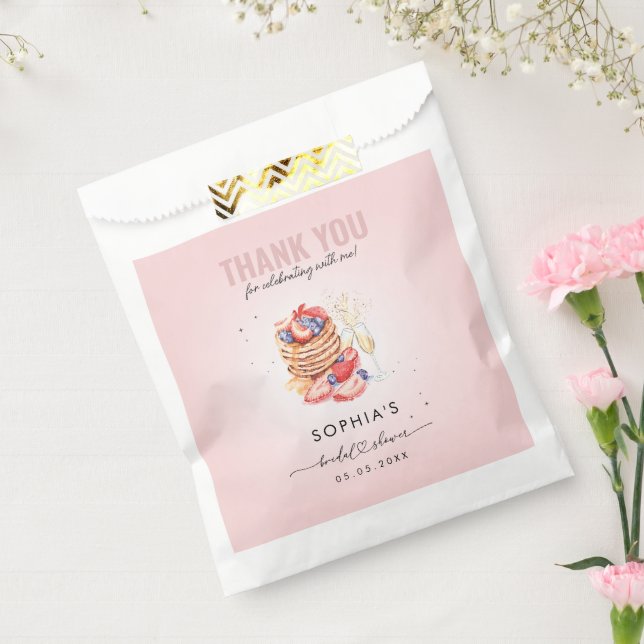 Pancake Brunch Bubbly Pink Bridal Shower Thank You Favour Bags (Sealed)