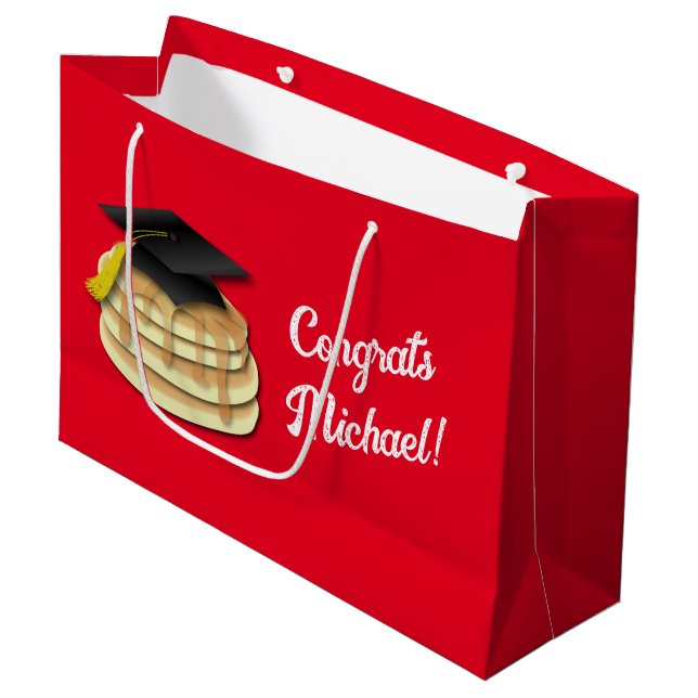 Pancake Brunch Graduation Party Invitation Large Gift Bag (Front Angled)