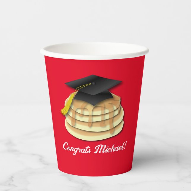 Pancake Brunch Graduation Party Invitation Paper Cups (Front)