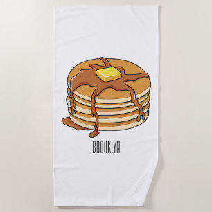 Pancake cartoon illustration beach towel