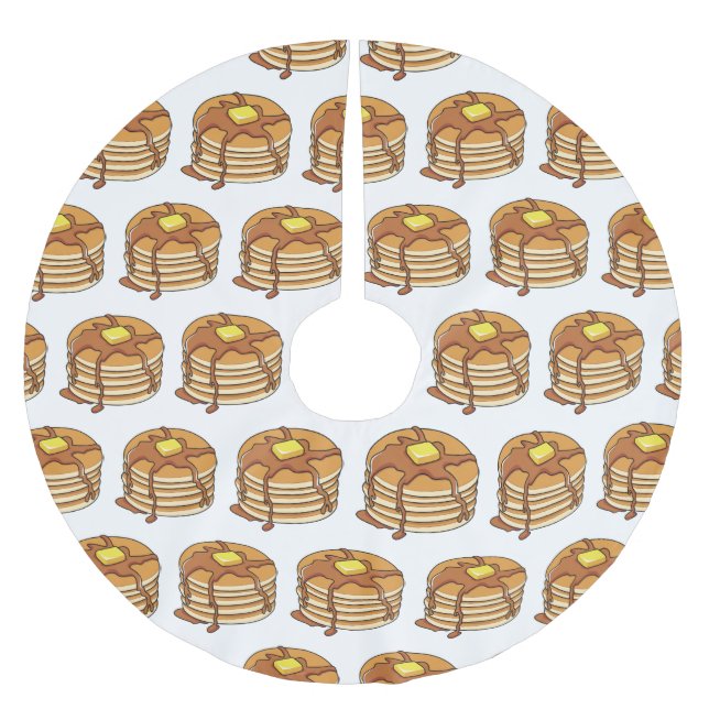 Pancake cartoon illustration  brushed polyester tree skirt (Front)