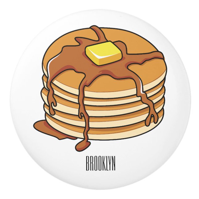 Pancake cartoon illustration  ceramic knob (Front)