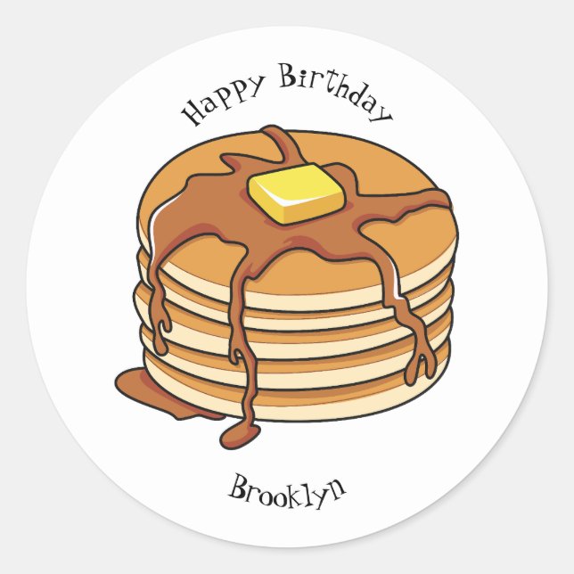 Pancake cartoon illustration classic round sticker (Front)