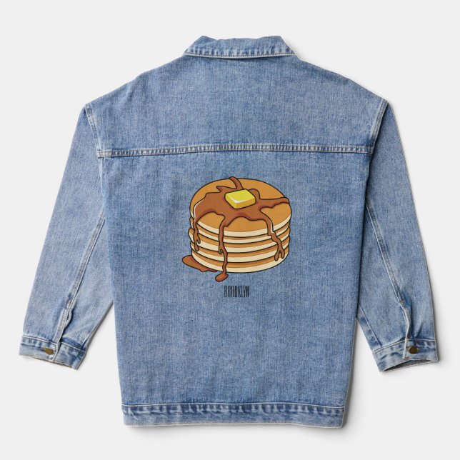 Pancake cartoon illustration  denim jacket (Back)
