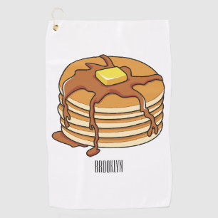 Pancake cartoon illustration golf towel