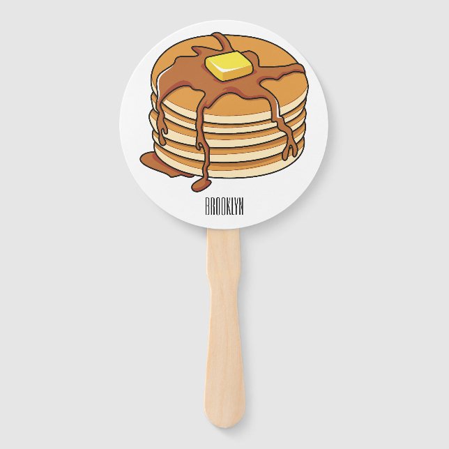 Pancake cartoon illustration  hand fan (Front)