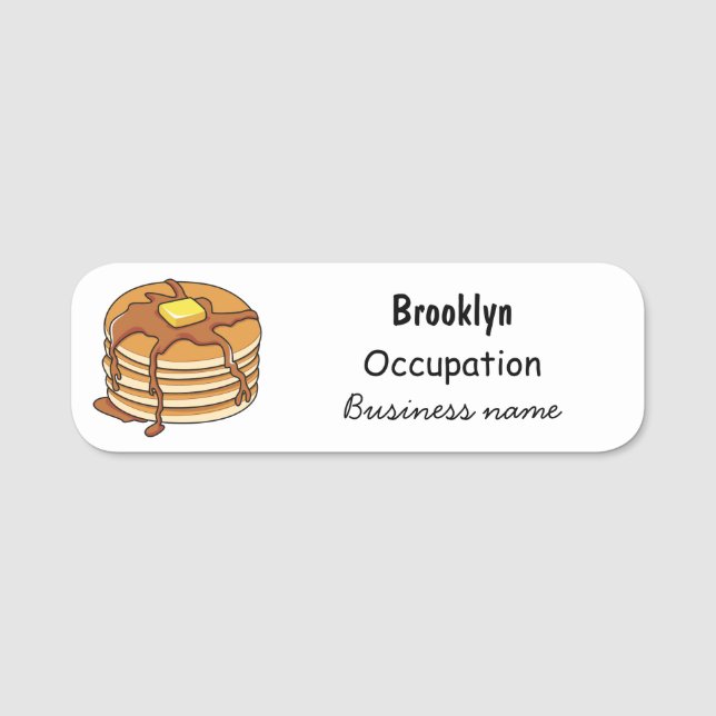 Pancake cartoon illustration name tag (Front)