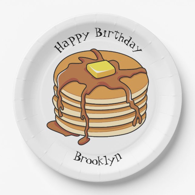 Pancake cartoon illustration paper plate (Front)