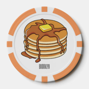 Pancake cartoon illustration poker chips