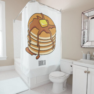 Pancake cartoon illustration shower curtain