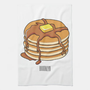 Pancake cartoon illustration  tea towel