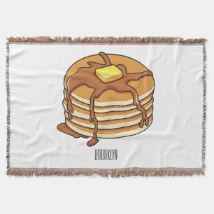 Pancake cartoon illustration throw blanket