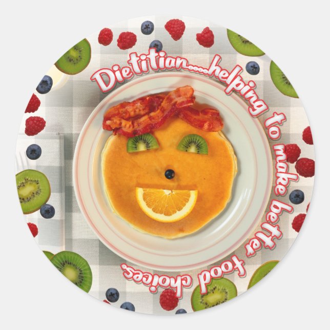 PANCAKE FACE DIETITIAN CLASSIC ROUND STICKER (Front)