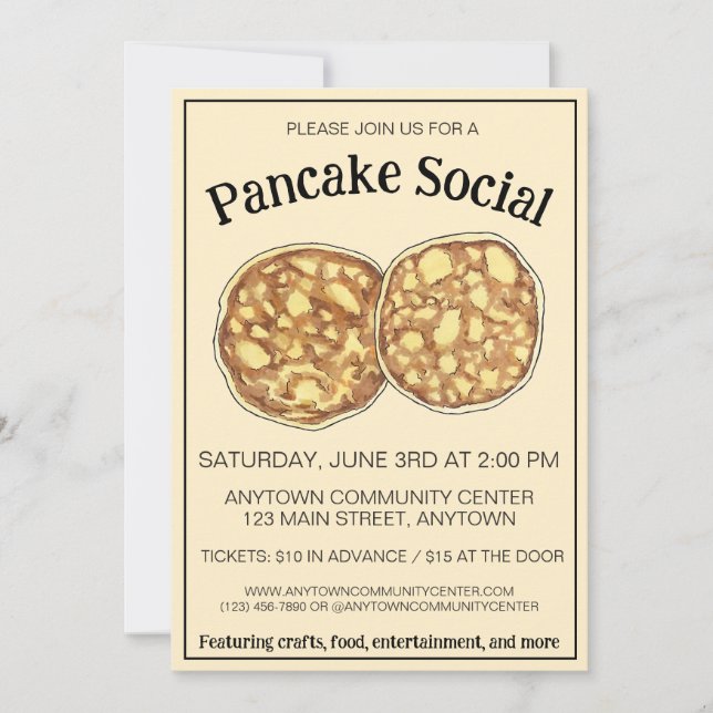 Pancake Flapjacks Crempog Johnnycakes Griddle Cake Invitation (Front)
