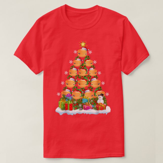 Pancake Food Lover Xmas Holiday Santa Pancake Chri T-Shirt (Design Front)