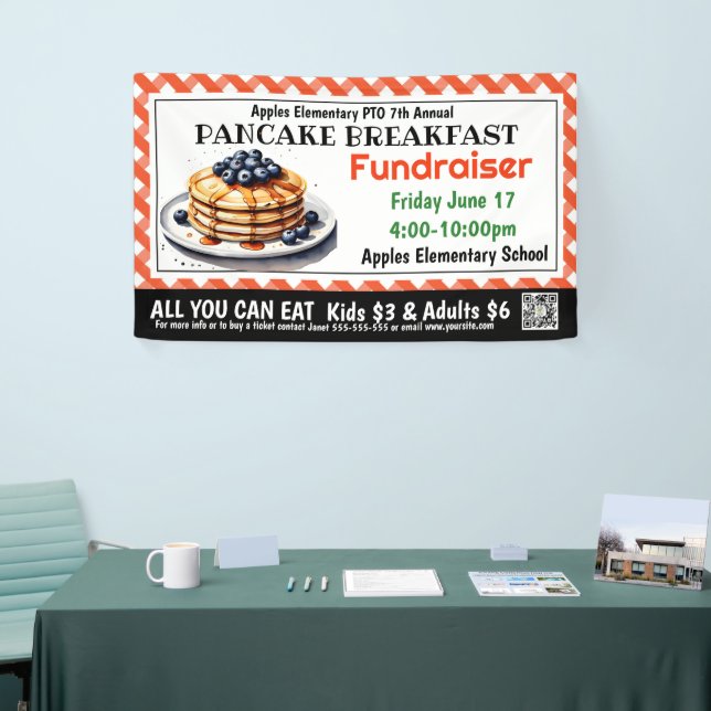 PANCAKE Fundraiser PTO PTA Church Banner (Tradeshow)