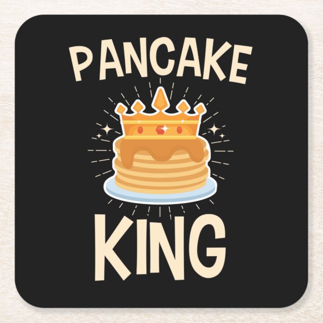 Pancake King Square Paper Coaster (Front)