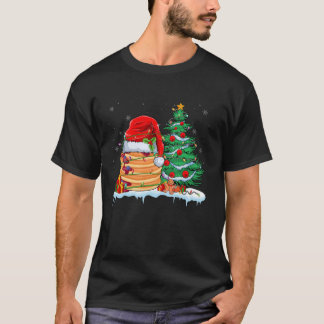 Pancake Lover Christmas Pancake Wearing Santa Hat  T-Shirt