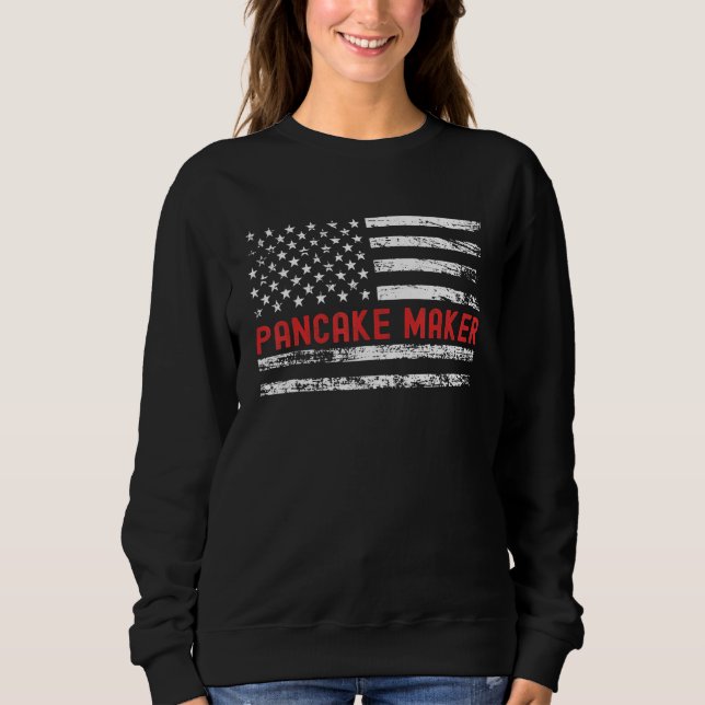 Pancake Maker USA Flag Profession Retro Job Title Sweatshirt (Front)