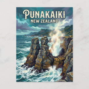 Pancake Rocks New Zealand Postcard