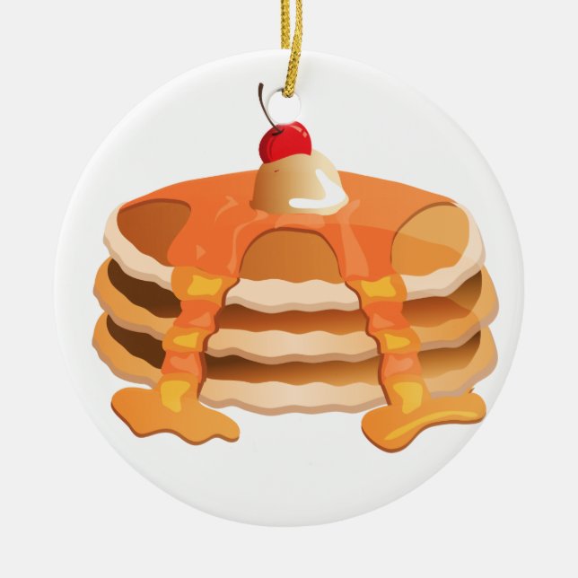 Pancake Stack Ceramic Tree Decoration (Front)