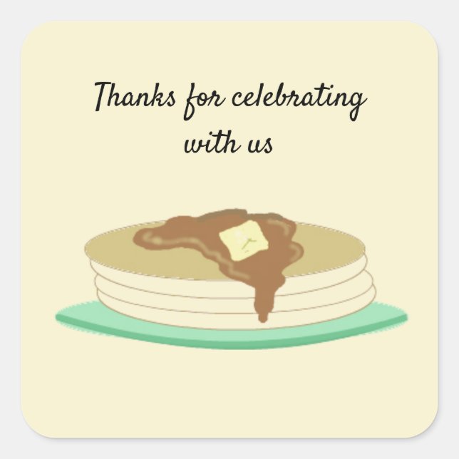 Pancake Stack Thanks For Celebrating Square Sticker (Front)