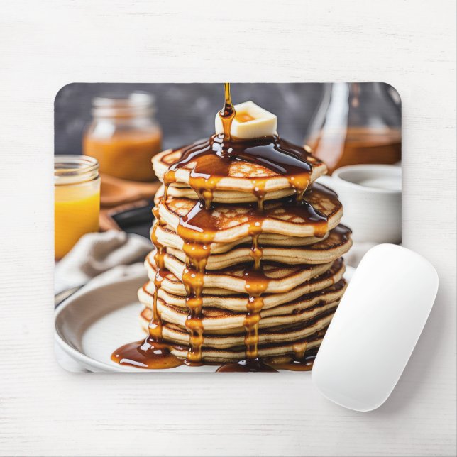 Pancake Stack With Dripping Syrup Mouse Mat (With Mouse)