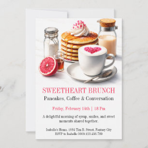 Pancakes and Coffee Valentine Brunch Invitation