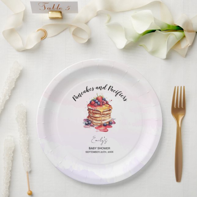 Pancakes and Pacifiers Brunch Baby Shower Paper Plate (Wedding)