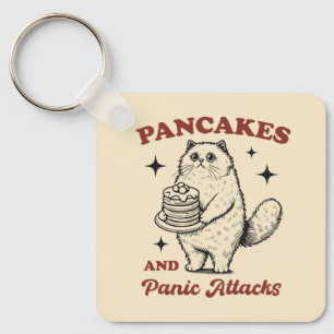 Pancakes and panic attacks funny cat key ring