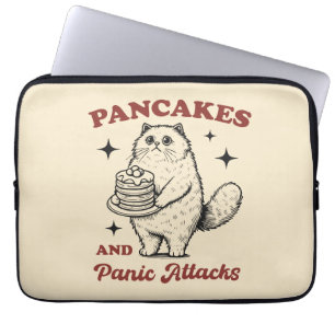 Pancakes and panic attacks funny cat laptop sleeve