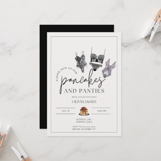 Pancakes and panties lingerie bridal shower  invitation (Front/Back In Situ)