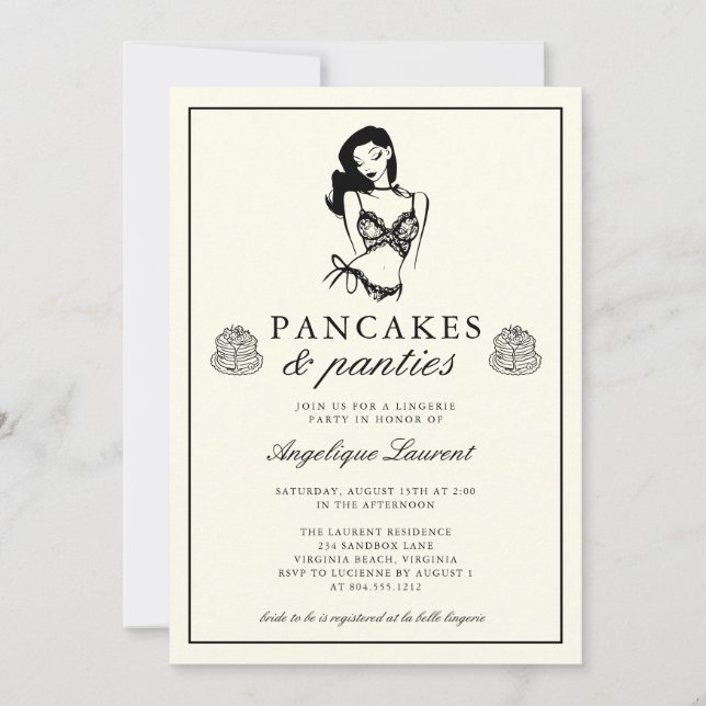 Pancakes and Panties Lingerie Bridal Shower  Invitation (Front)