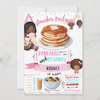Pancakes and Pyjamas Birthday Invitation Card