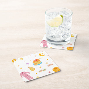 Pancakes and Pyjamas Birthday Party Coasters