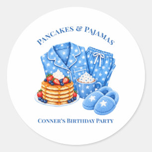 Pancakes and Pyjamas Boy’s Birthday Party Classic Round Sticker