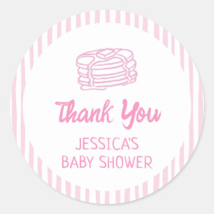 Pancakes and Pyjamas Breakfast Girl Baby Shower Classic Round Sticker