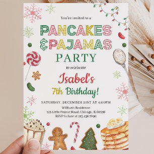 Pancakes and Pyjamas Christmas Birthday Invitation