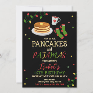 Pancakes and Pyjamas Christmas Birthday Invitation