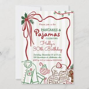 Pancakes and Pyjamas Christmas Birthday Invitation