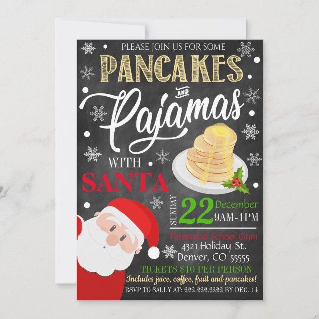 Pancakes and Pyjamas Christmas Invitation (Front)
