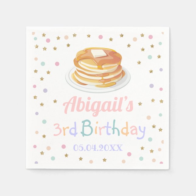 Pancakes and Pyjamas Glitter Dot Star Kid Birthday Napkin (Front)