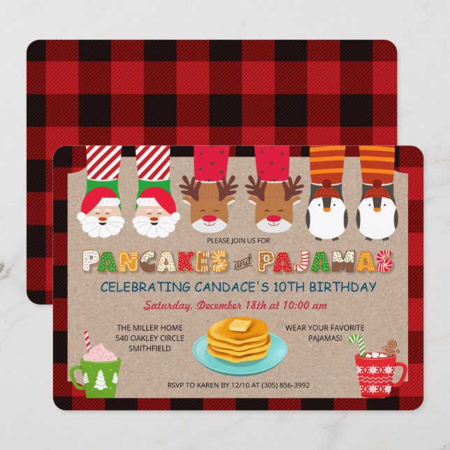 Pancakes and Pyjamas Holiday Invitation (Front/Back)