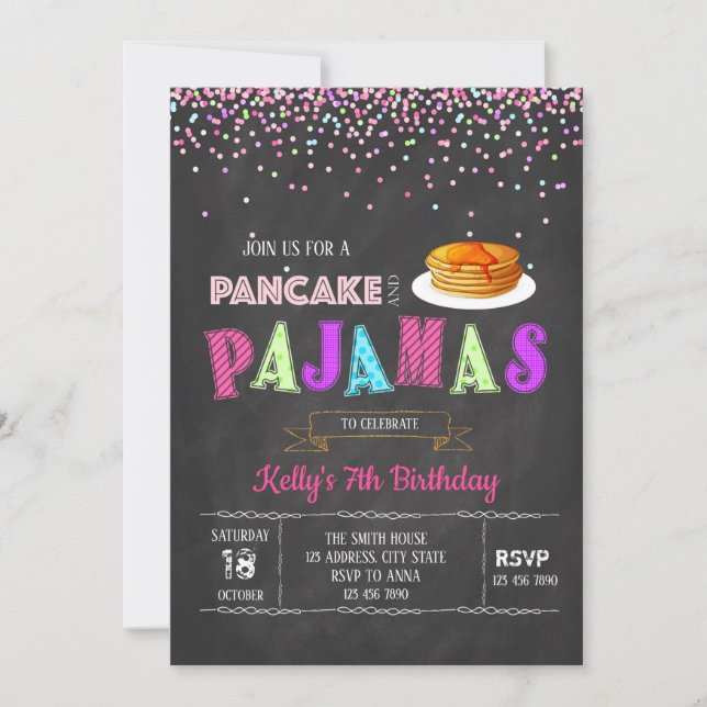 Pancakes and pyjamas invitation (Front)