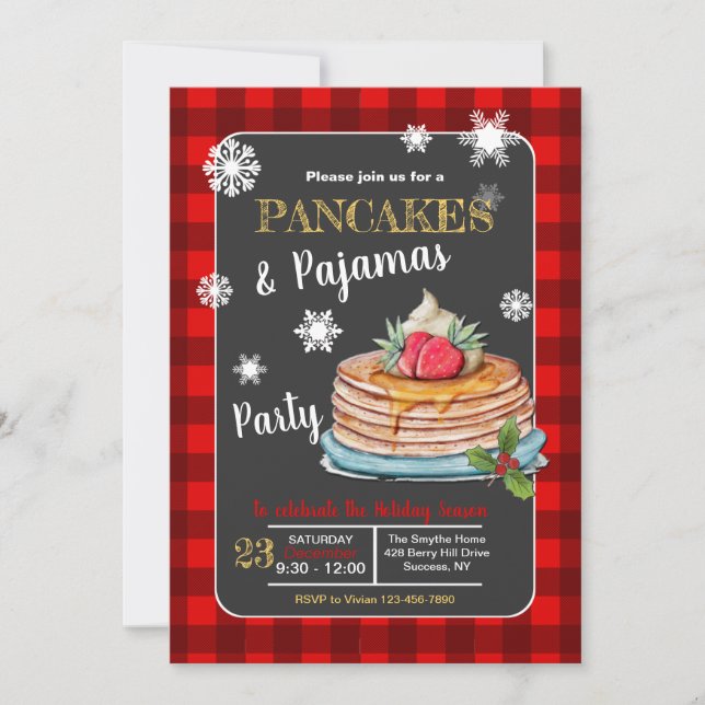 Pancakes and Pyjamas Party Invitation (Front)