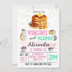 Pancakes and Pyjamas Sleepover Birthday Invitation