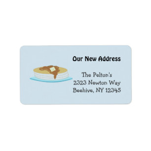 Pancakes and Syrup Our New Address Label
